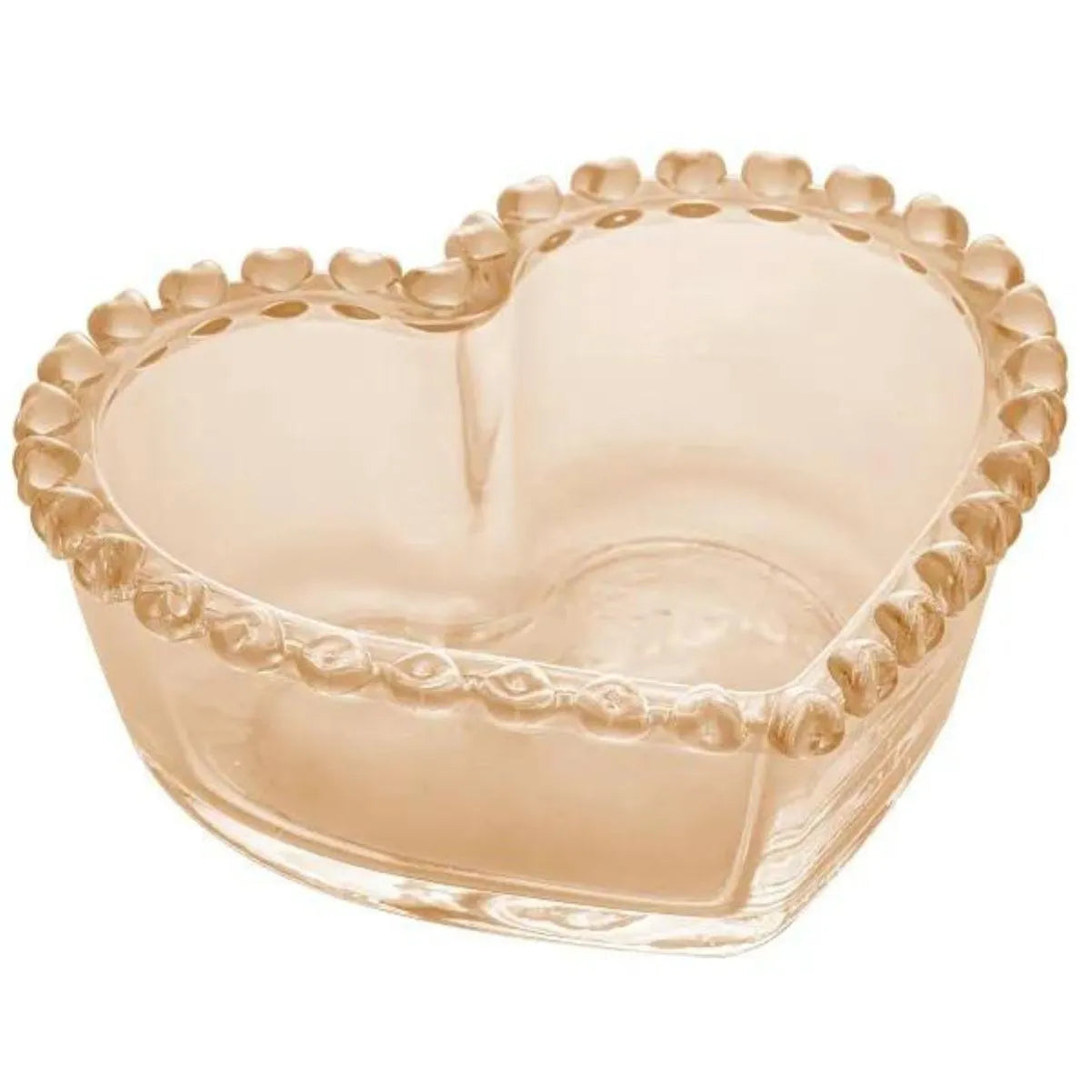 BOWL DE VIDRO CORAÇÃO AMBAR METALIZADO - LYOR