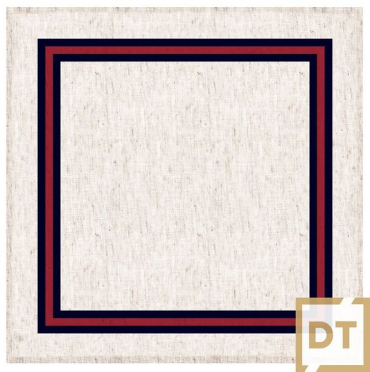 GUARDANAPO DE MESA LINHO 45X45 CM OFF WHITE C AZUL E VERMELHO - DECORTEXTIL