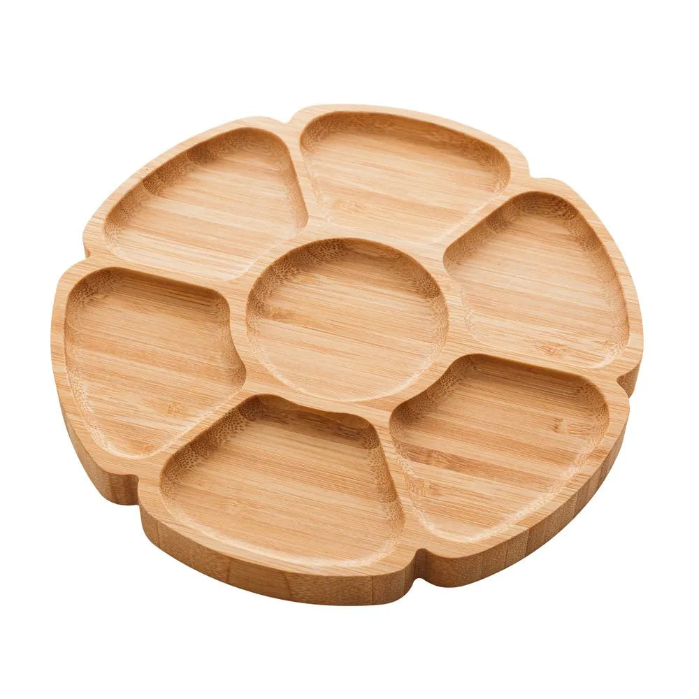 PETISQUEIRA REDONDA EM BAMBU C/ 7 DIVISÓRIAS FLOWER 19 CM - LYOR