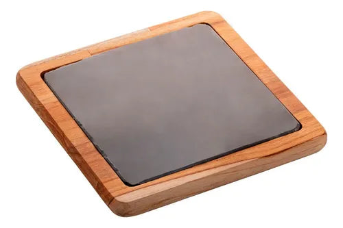 TÁBUA MADEIRA QUADRADA C/ PEDRA - WOODART